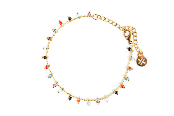 Pulsera con bolitas resina colores APU990